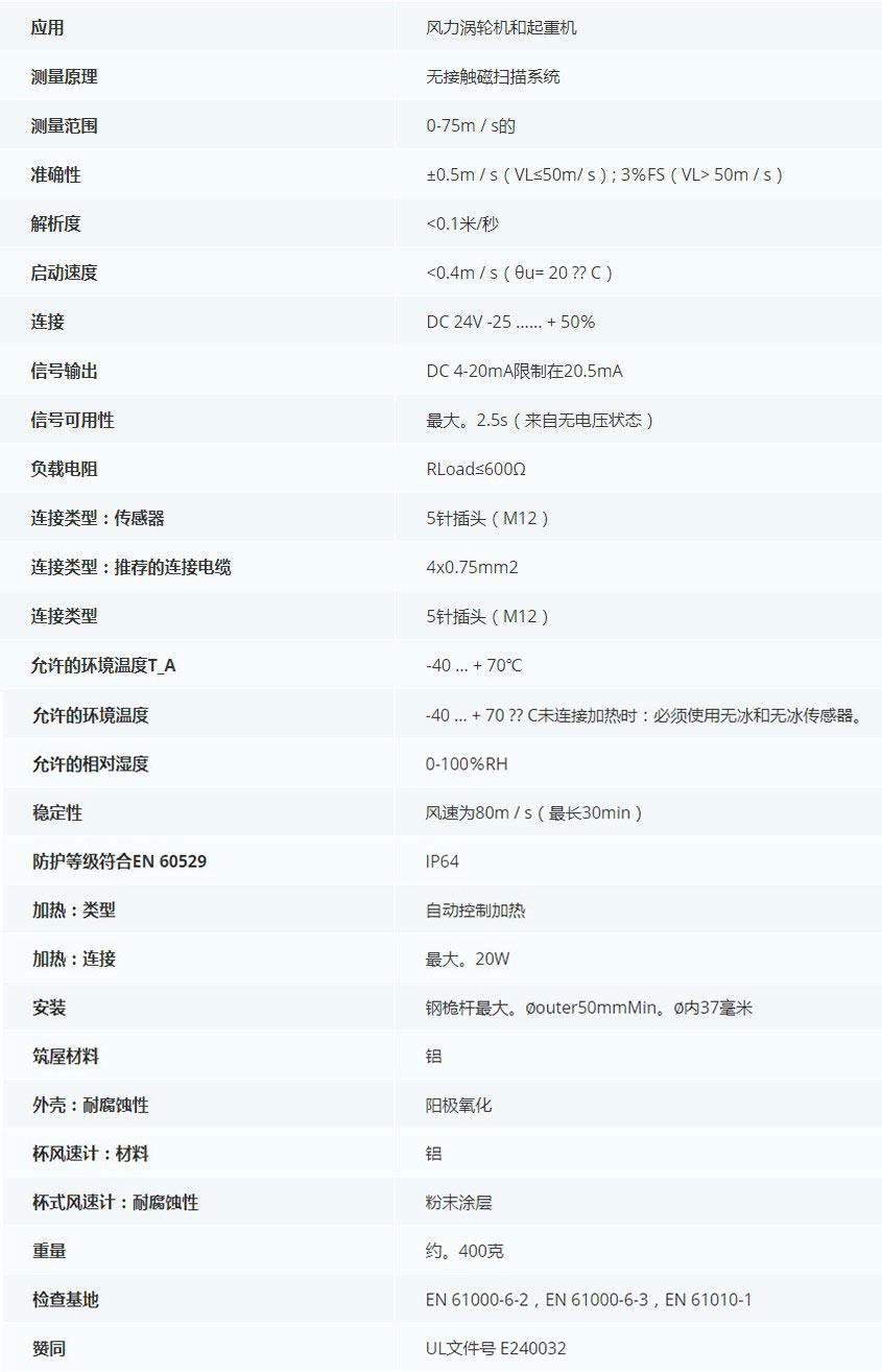 德***科瑞文Kriwan INT10風速傳感器13N290S100技術參數