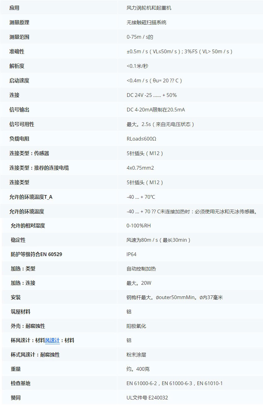 德***科瑞文Kriwan INT10風速傳感器13N290S101技術參數